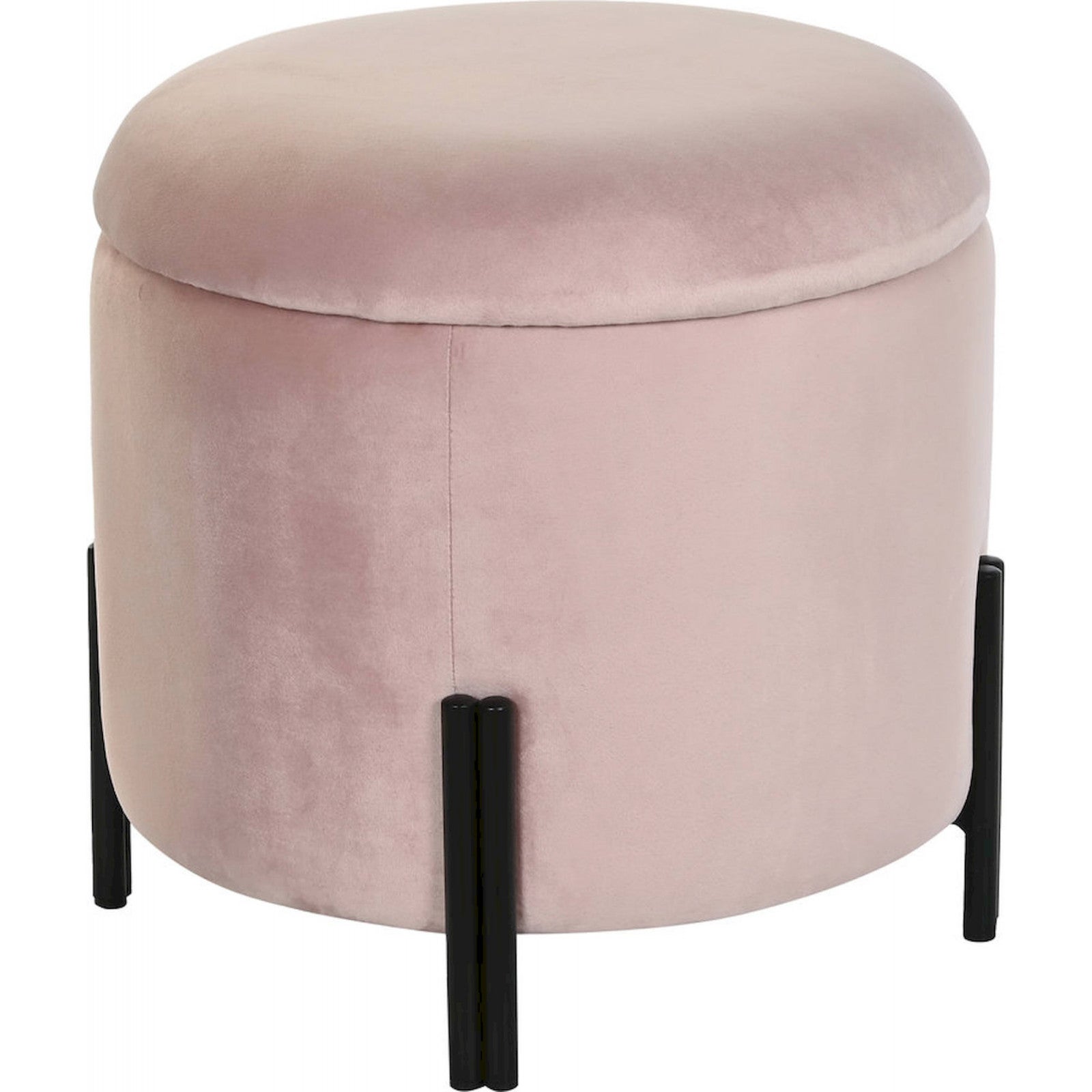 Pouf velours rose chic et structure métallique noire 42 x 42 x 42 cm ...