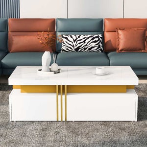 Table Basse Rectangulaire ELI Noir Plateau Effet Hêtre 100cm - Meuble Salon Moderne Avec Étagère