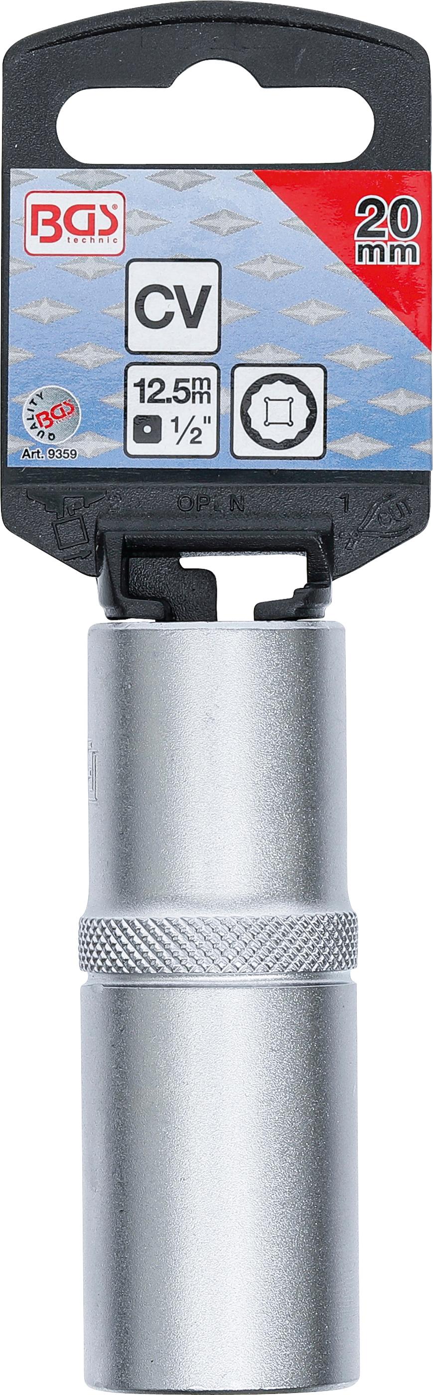 Douille pour clé, douze pans, longue | 12,5 mm (1/2