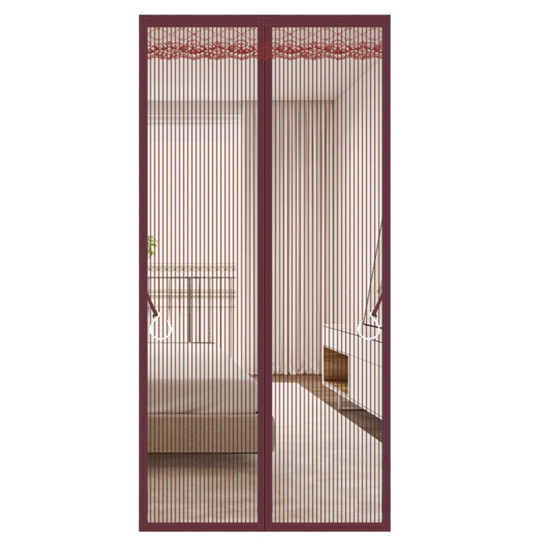 Drzwi magnetyczne, zasłona przeciw komarom z zapięciem na rzepy i magnesami (brązowe, 110*220cm)