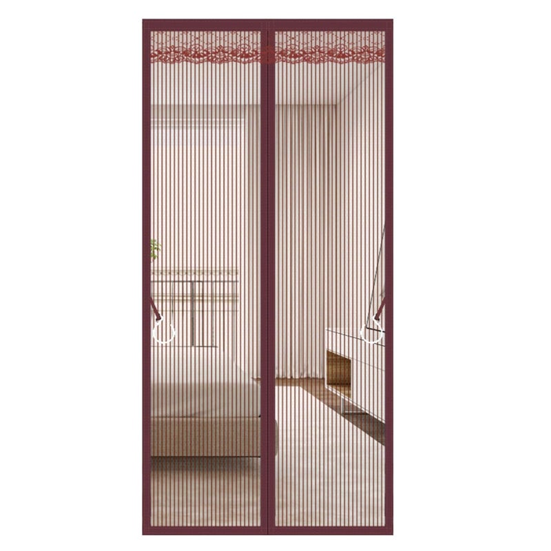 Drzwi magnetyczne, zasłona przeciw komarom z zapięciem na rzepy i magnesami (brązowe, 110*220cm)