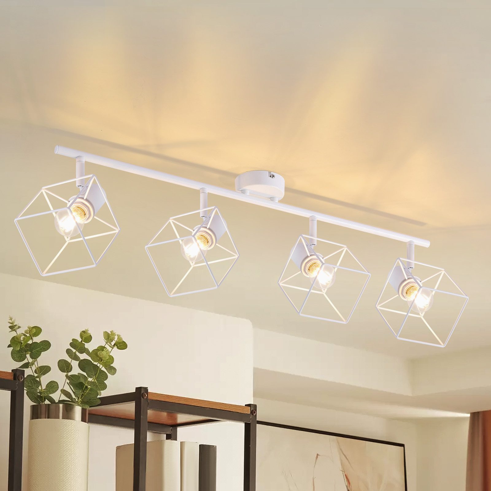 NETTLIFE Czarny Reflektorowa sufitowy E14 350° regulowana lampa sufitowa w stylu vintage, metalowa, regulowana, salon, bez żarówki