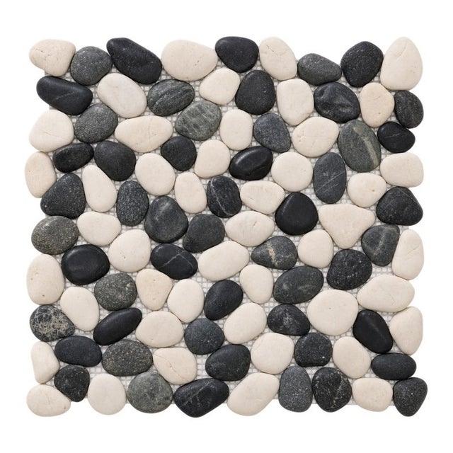 Mosaïque sol et mur Galet Sur Trame Noir/Blanc - 30x30 cm - Boite de 9 trames soit 0,81 m²
