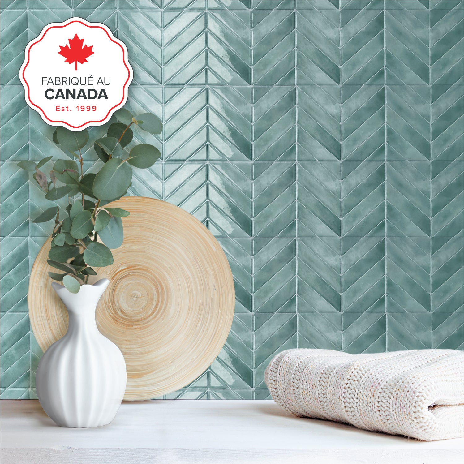 Piastrella Adesiva x4, 29.03x22.86cm - Rivestimento Decorativo Smart Tiles Chevron Taby Paraschizzi Parete Cucina e Bagno - 2