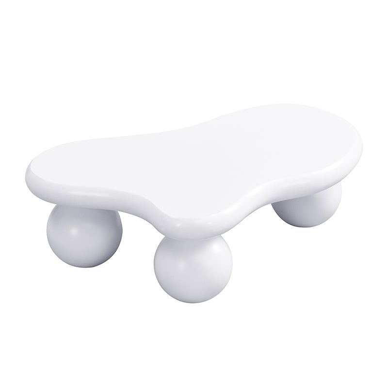 Table basse moderne en forme de nuage - 95 x 62.5 x 35 cm - MDF - LEDs 16 couleurs - Blanc - 9