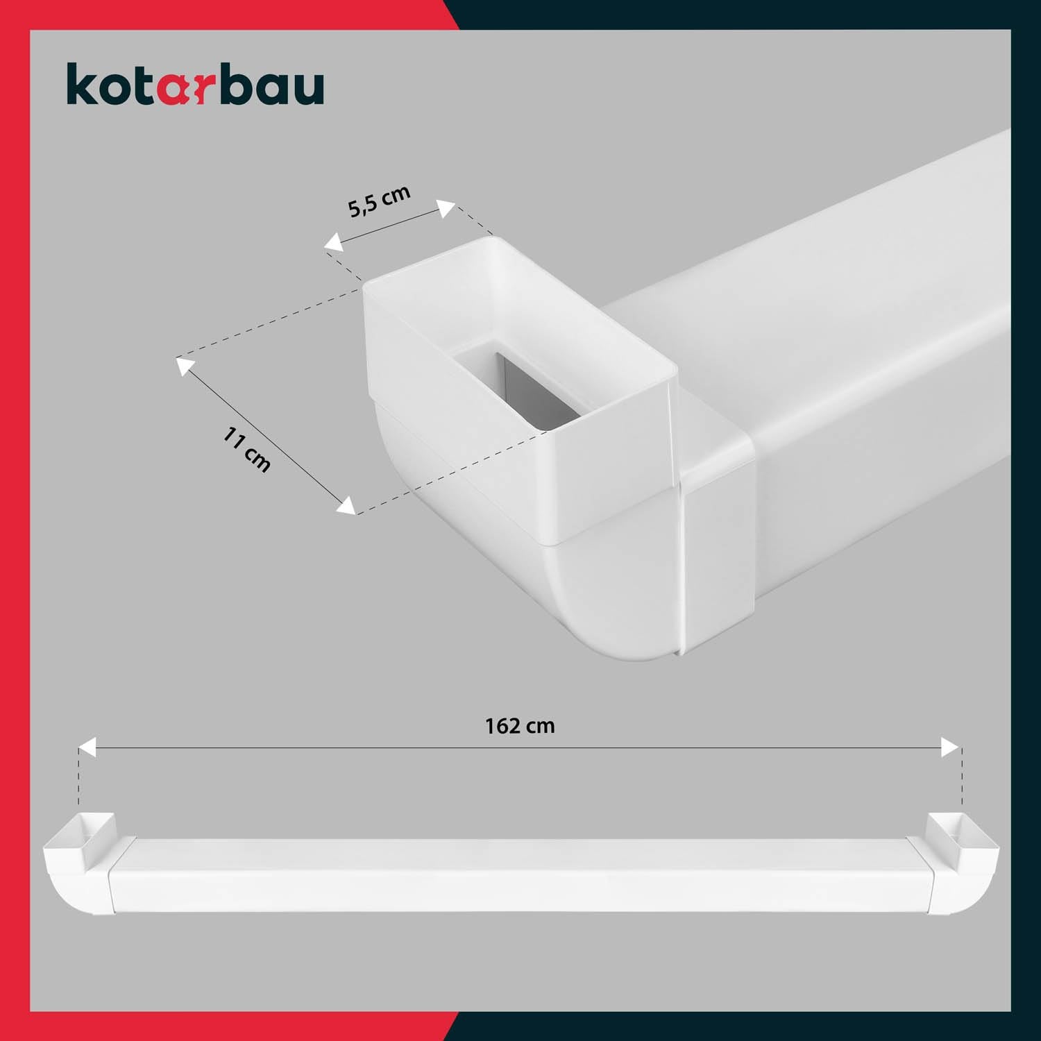 Canal de câbles encastré pour TV 110 x 55 mm L: 162cm - Plastique passage de câbles invisible - Goulotte Passe Cable - KOTARBAU - 3