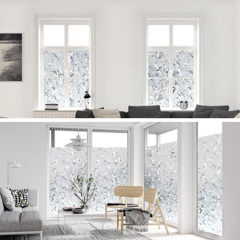 2x Pellicola per vetri antiriflesso, Pellicola autoadesiva elettrostatica, Pellicola per vetri-Modello di fiori di tulipani-60*200CM - 9