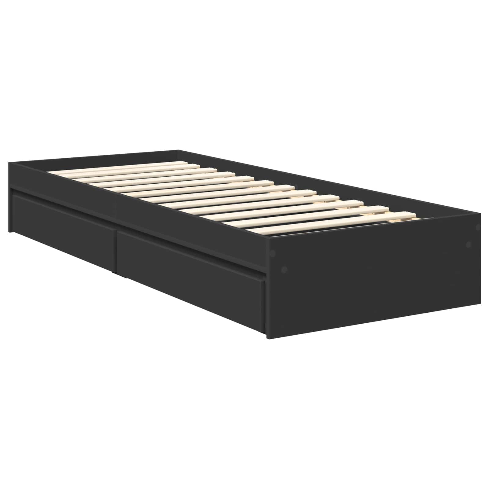 Lit de rangement avec tiroir noir 75 x 190 cm panneau de bois - 6