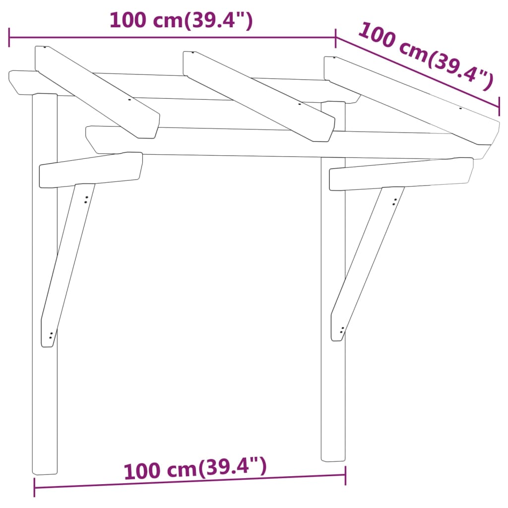 Toldo de porta 100x100x80 cm pinho maciço impregnado vidaXL - 6