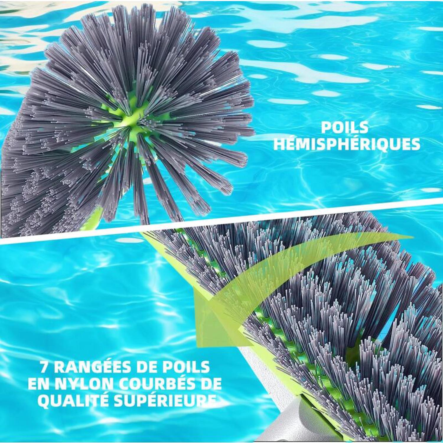 Brosse de piscine 17,5 pouces – Poils en nylon haute densité pour nettoyage efficace – Poignée en aluminium EZ Clip – Compatible avec tiges standard - 4