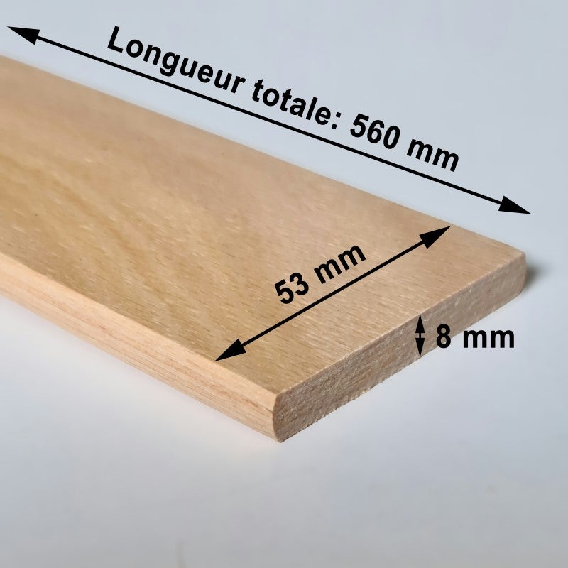 SCM Créations Lot 3 Lattes Sommier 56cm X 80mm X 8mm Hêtre 7 Plis - Renfort Lit Clic Clac BZ