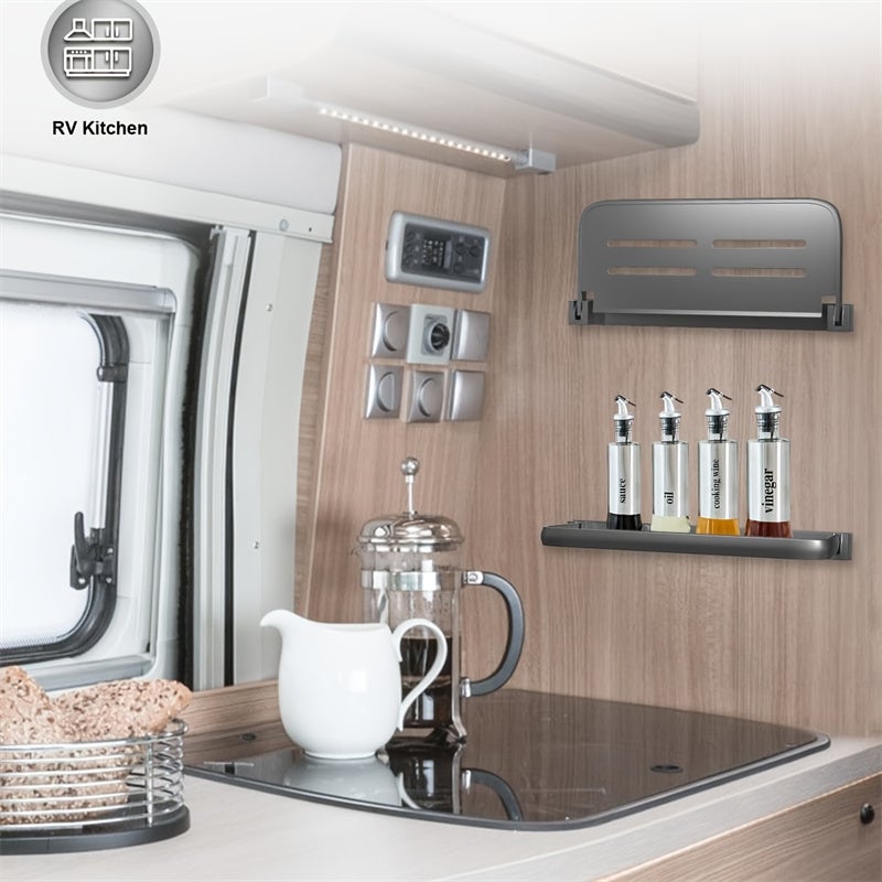 Étagère Murale Pliante En Aluminium - Gain De Place, 30x12.7x2.8 Cm, Pour Cuisine, Salle De Bain, Voiture