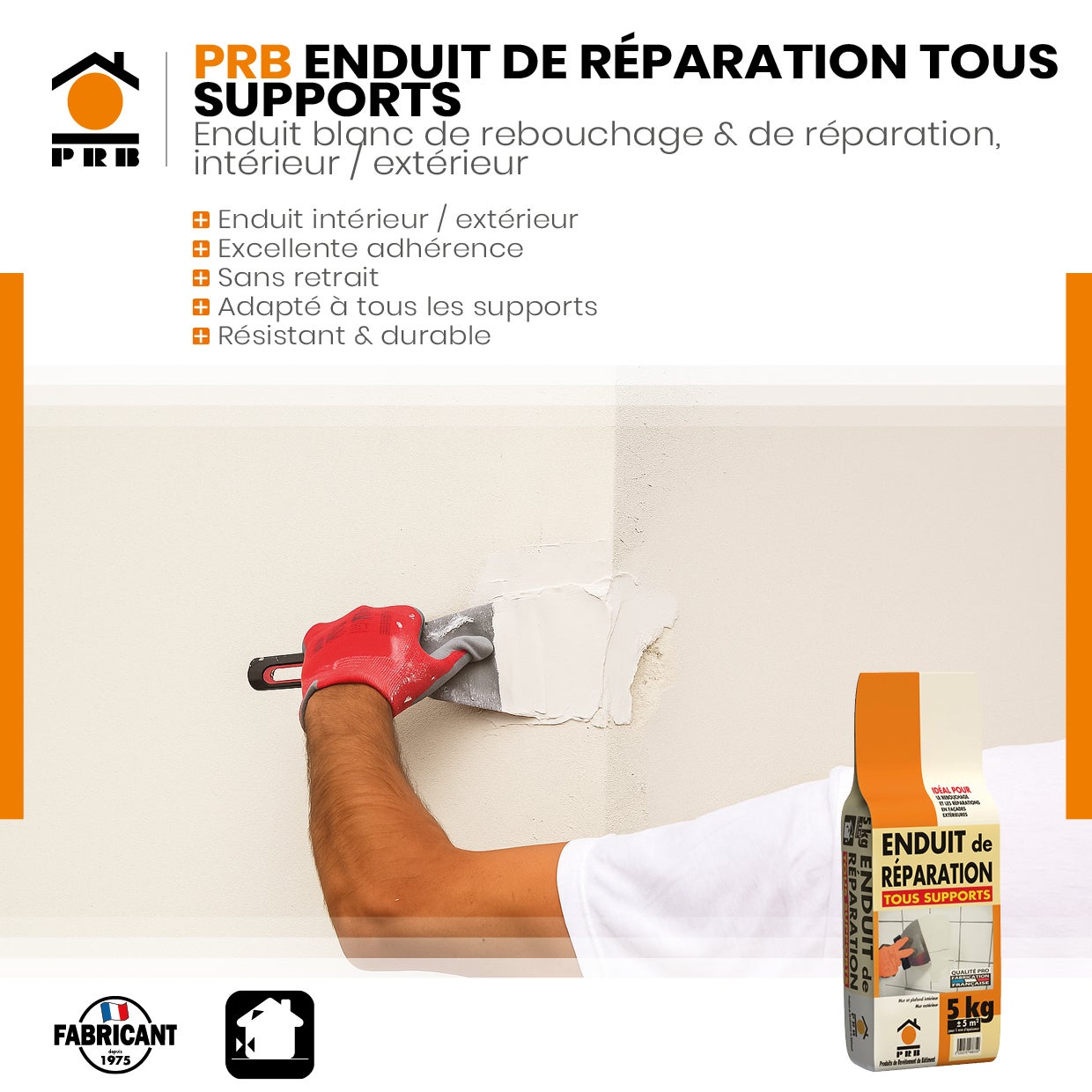 Enduit de Réparation Tous Supports 5kg - Rebouchage, Lissage & Finition Professionnelle - Compatible Béton, Plâtre, Enduit, Bois - Usage Intérieur et - 2