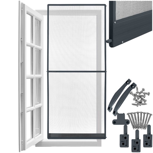 zanzariera en alluminio 95 x 210 cm per porte, tagliabile su misura, antracite TECTAKE