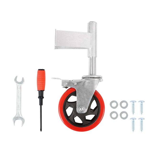 Wiltec Roulette de portail – 125 mm, capacité max. 150 kg – en PP, PVC et Acier – avec vis de montage et mécanisme de frein – Roue de porte