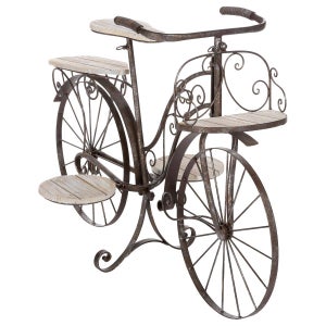 Relaxdays Set 5 Carrelli Portavasi Rotondi In Metallo, Stile Antico, Diametro 38 Cm, Per Interni Ed Esterni, Verde