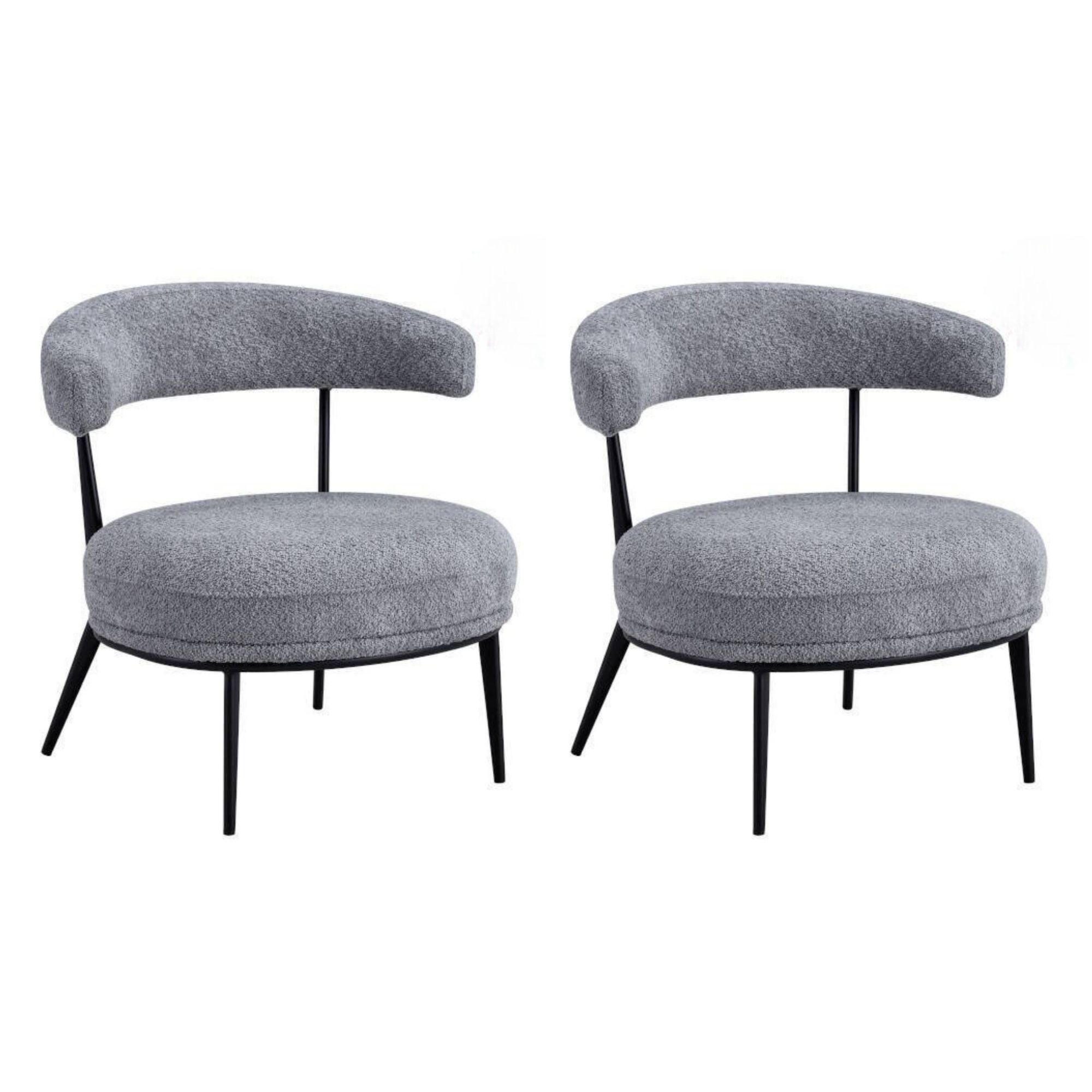 Conjunto de 2 poltronas fixas em tecido cinzento com pés pretos – estilo moderno e versátil, 70 x 66 x 69 cm