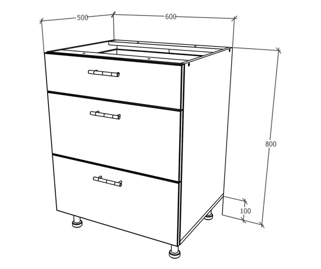 Meuble bas haaus Karo, 3 tiroirs, Blanc, 60 x 50 x 80 cm - 2