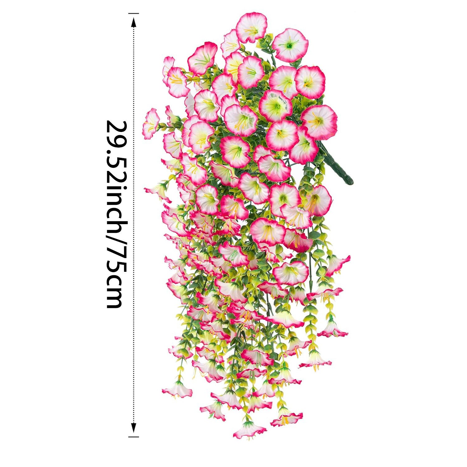 Couronne murale artificielle pour jardin extérieur en eucalyptus et ipomée, 5 pièces, 69 mailles, rose - 3