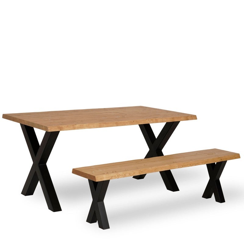 BLENOM Banc en bois massif durable Iroke Chêne bord irrégulier 100x31-33x45cm XN - 2
