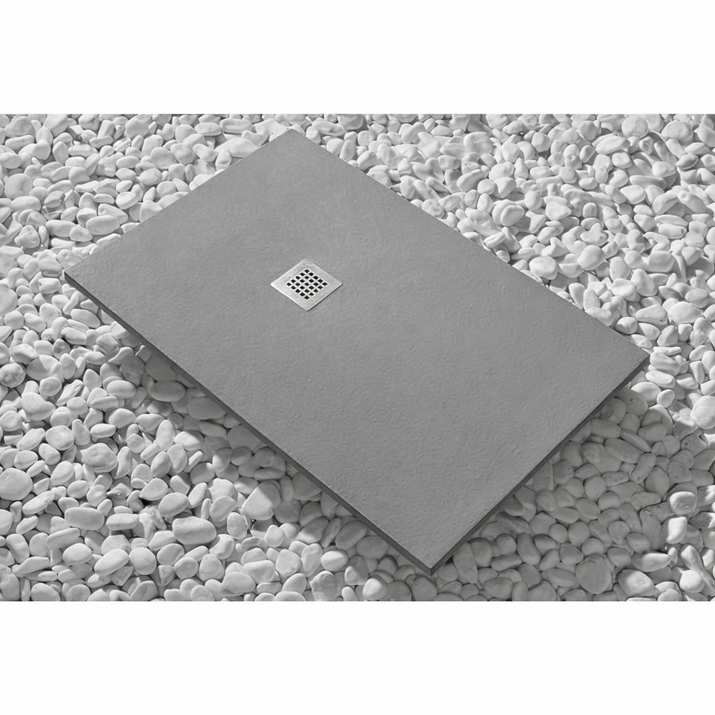 Brodzik Vulcano Line Slim 95x100 cm, ciemnoszary RAL 7005, wykonany z żywicy syntetycznej i proszku marmurowego, - FRASCIO