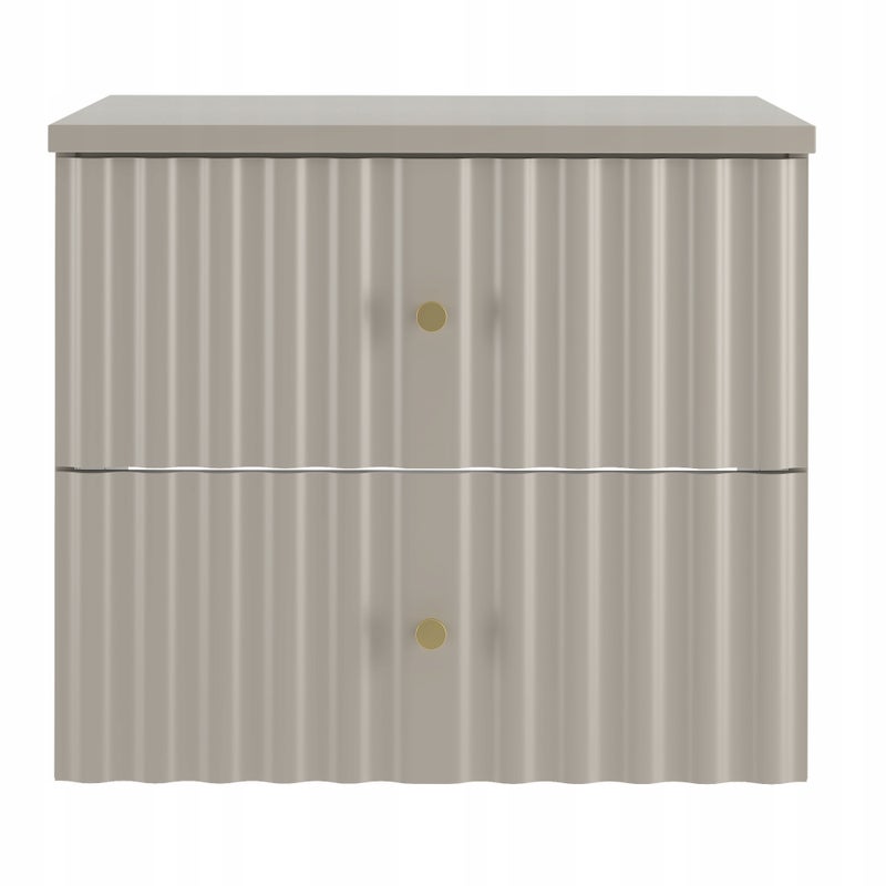 Szafka łazienkowa AQUA 60 cm kaszmir z blatem ryflowane fronty złoty uchwyt