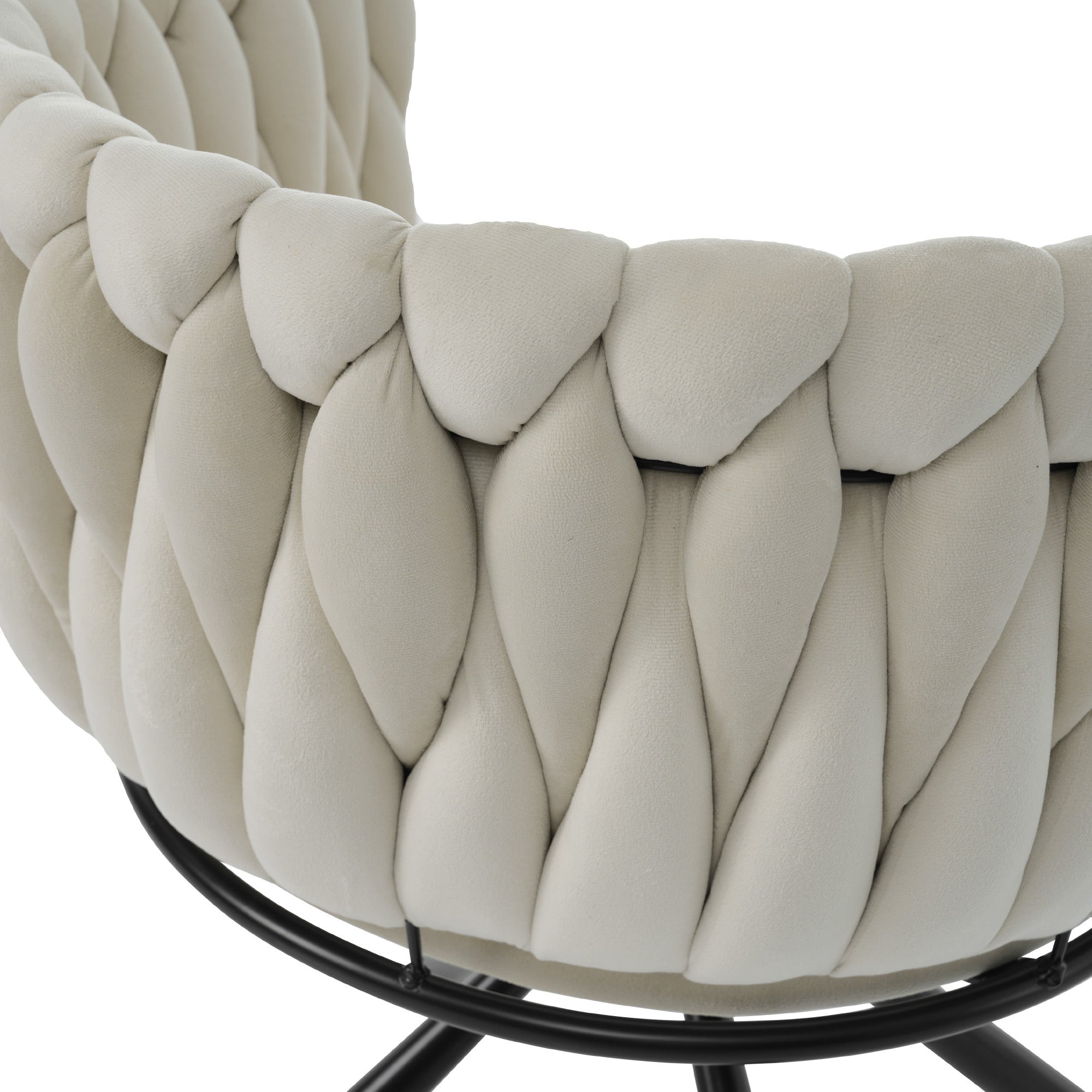 Lot de 4 chaises de salle à manger en velours avec quatre pieds en métal, 56x46x71 cm, beige - 4