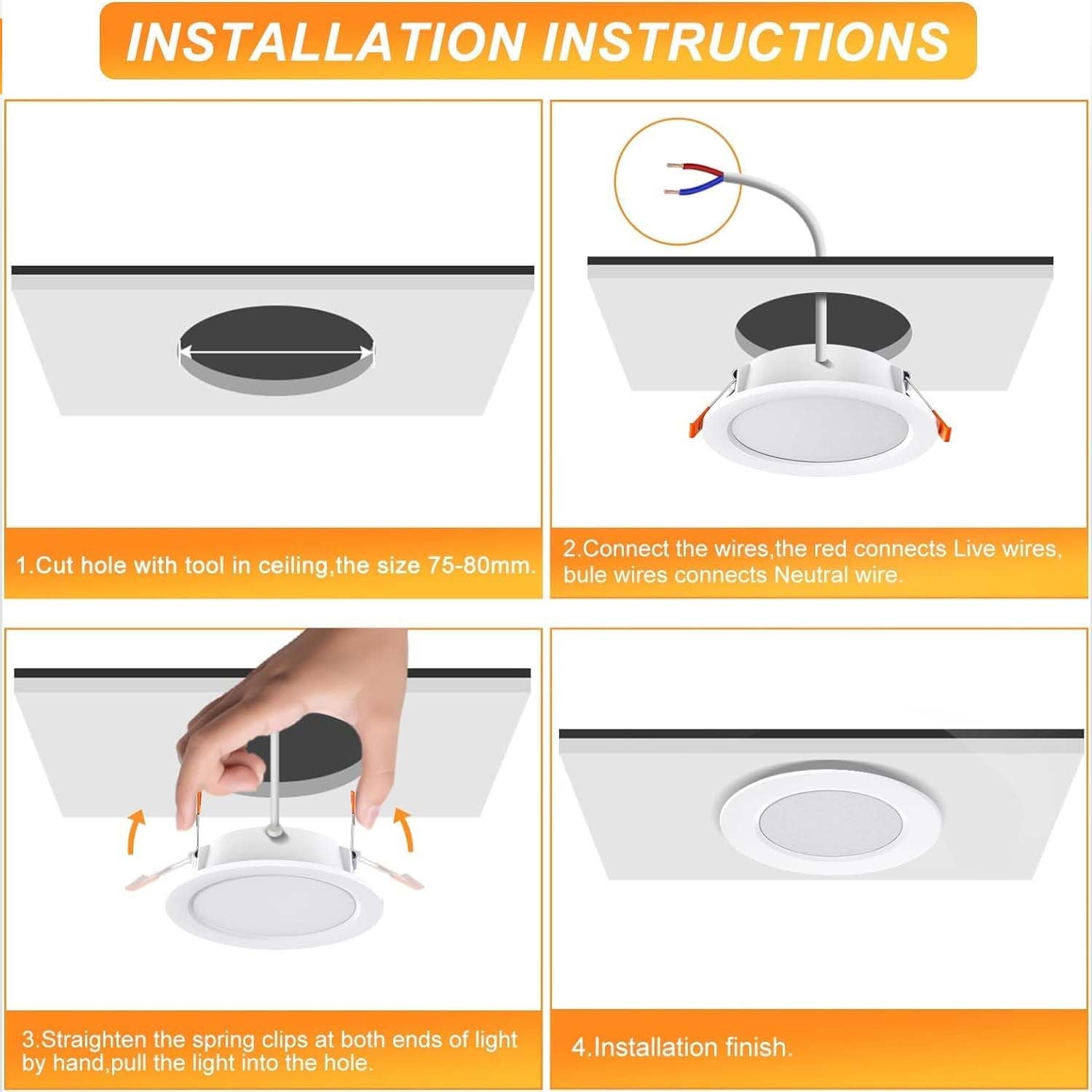 10 Faretti LED 4000K da Incasso – Profilo Sottile, Luce Naturale Bianco Neutro, Ideale per Soffitti Moderni in Casa, Ufficio, Cucina, Corridoio - 9