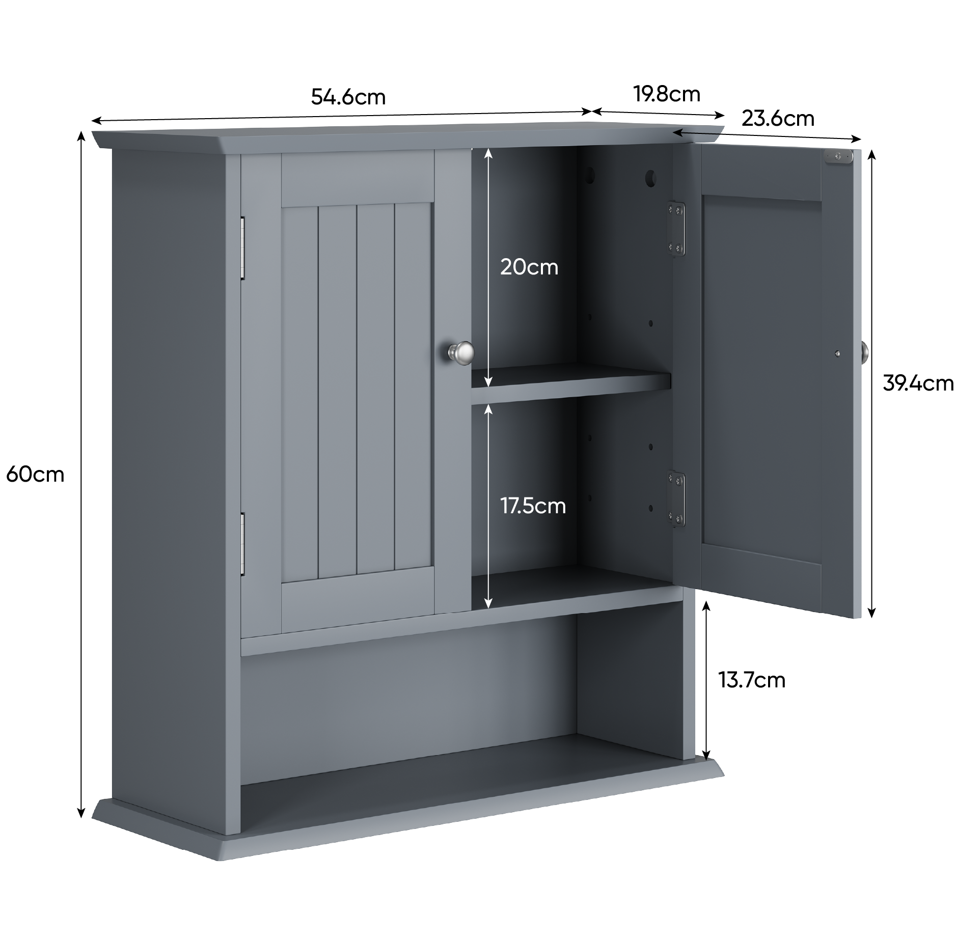 Mueble de baño, mueble de baño con estante de pared con 2 puertas y estantes abiertos, estante de pared para inodoro, botiquín de baño - 2