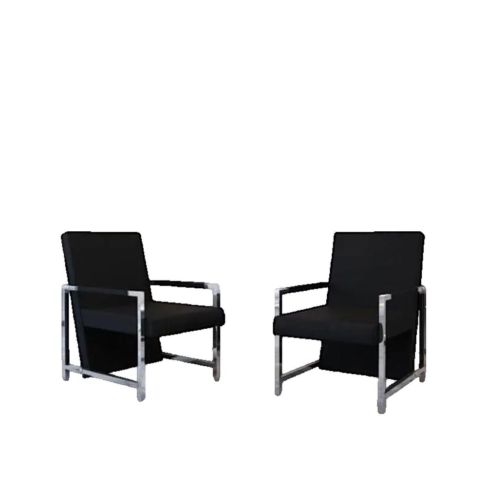 Zestaw 2 Fotelów vidaXL z Czarną Chromowaną Ramą i Ergonomicznym Designem