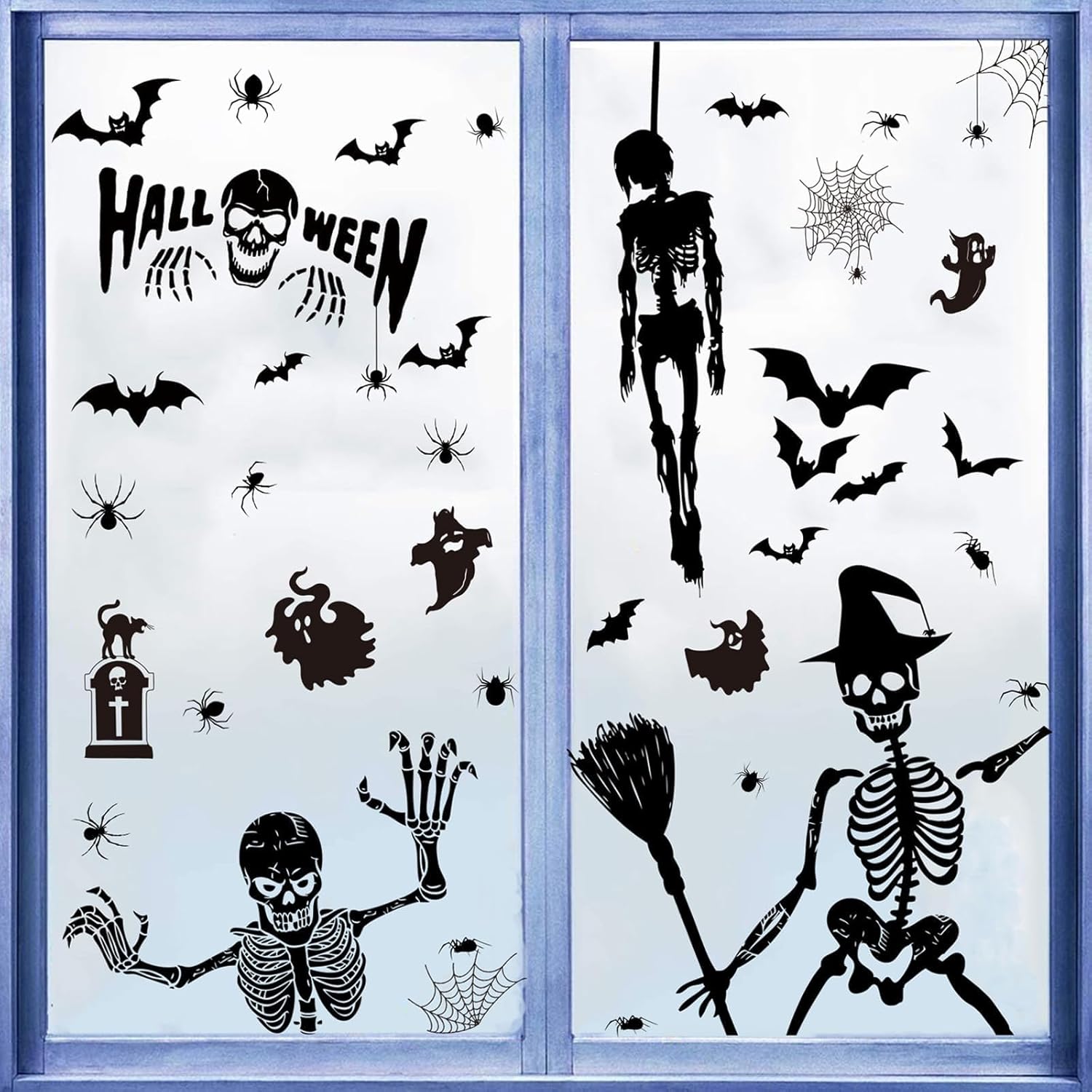 9 Autocollants Fenêtre Halloween PVC – Double Face – Empreintes Sanglantes – Réutilisables – Pour Maison, Magasin, Fête
