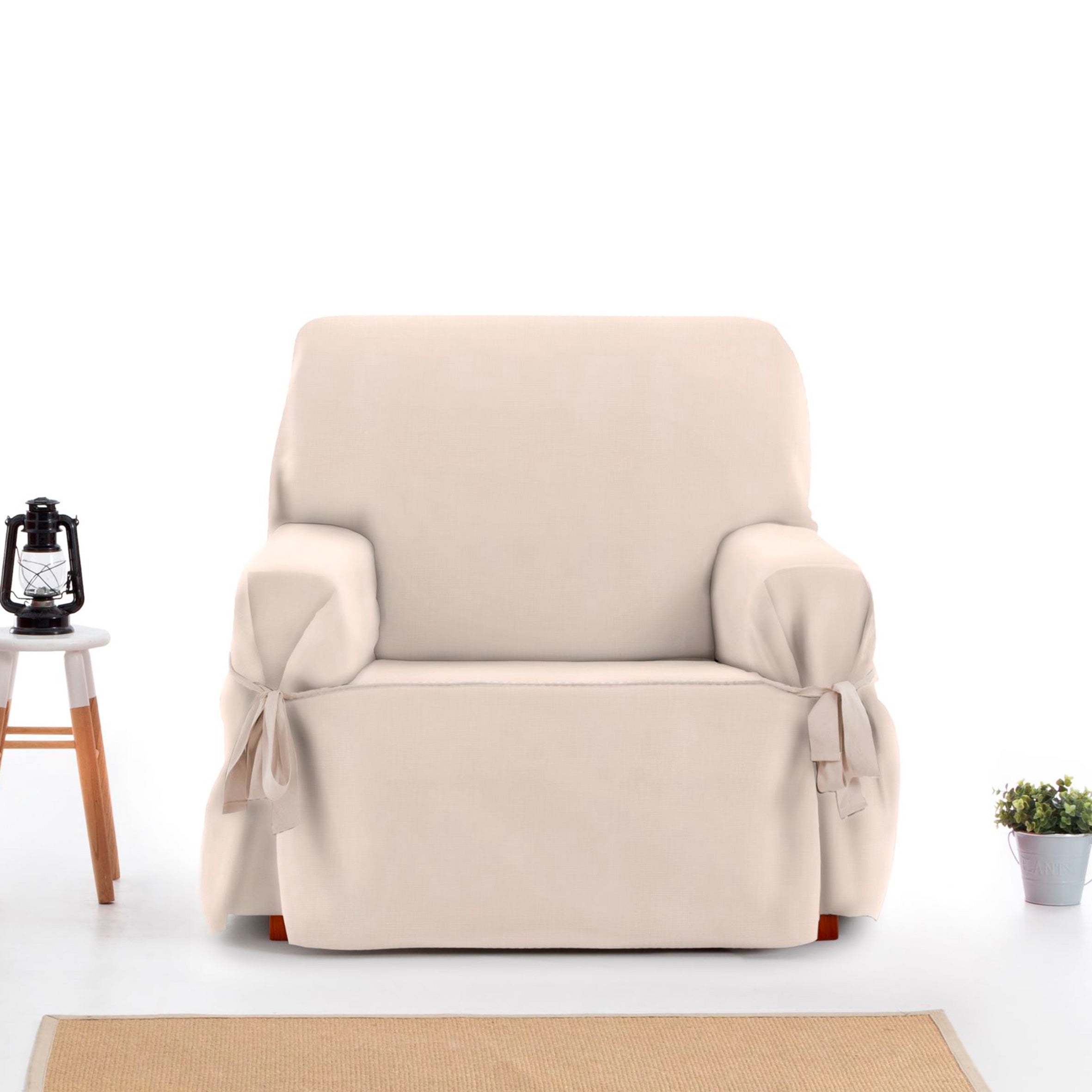 Housse de fauteuil avec des rubans beige 80 - 120 cm - 3