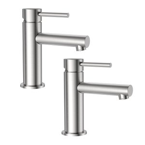 Cecipa max 2PCS Robinet pour Lavabo Brossé, Mitigeur pour Lavabo de Salle de Bain, Robinet pour Lavabo Eau Froide et Chaude,EU Modèle