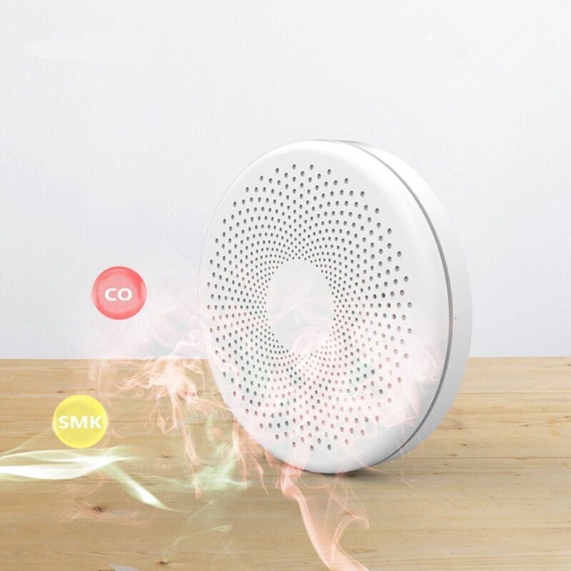 Détecteur intelligent fumée et monoxyde de carbone 2-en-1 WiFi - Alarme sonore et lumineuse stroboscopique - Sécurité gaz connectée - 2