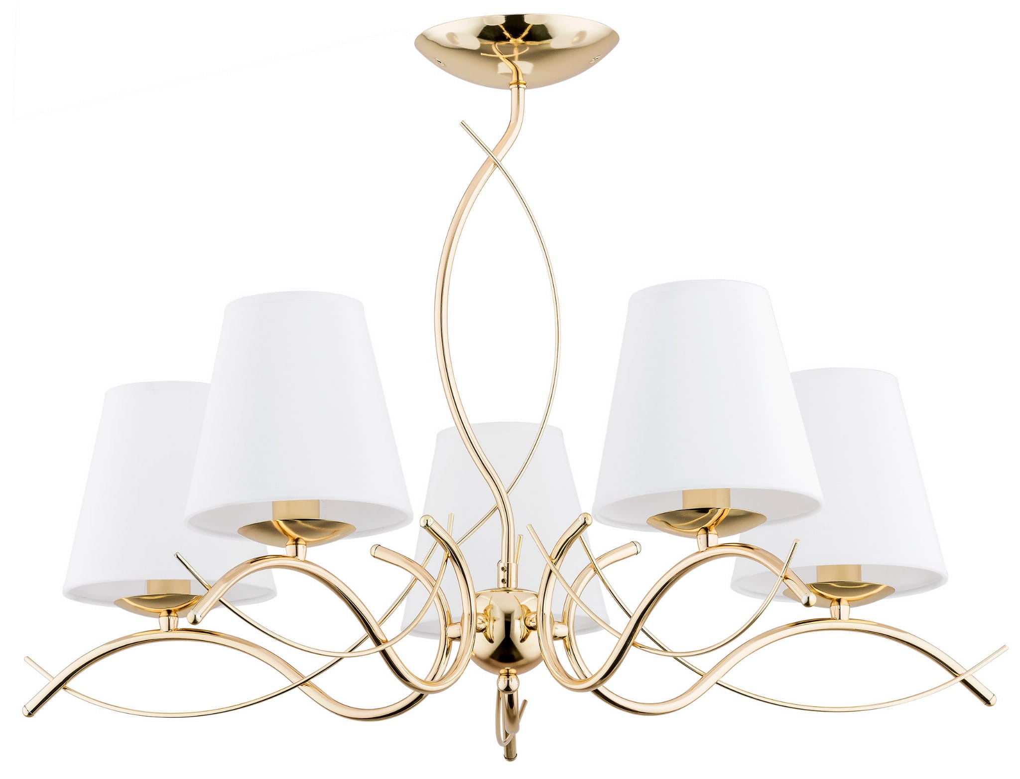 Lampa wisząca Monza złoto-biała 5xE14x40W szkło bursztynowe wym: 47 x 70 x 70 cm metal Alfa