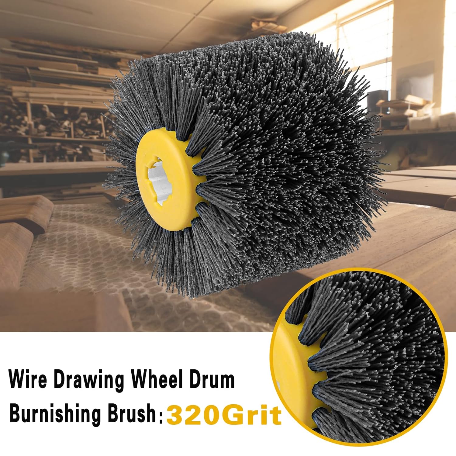 Cepillo abrasivo de nailon de grano 320, 120 x 100 mm, para limpieza y desbarbado, compatible con renovador de exteriores, gris. - 2
