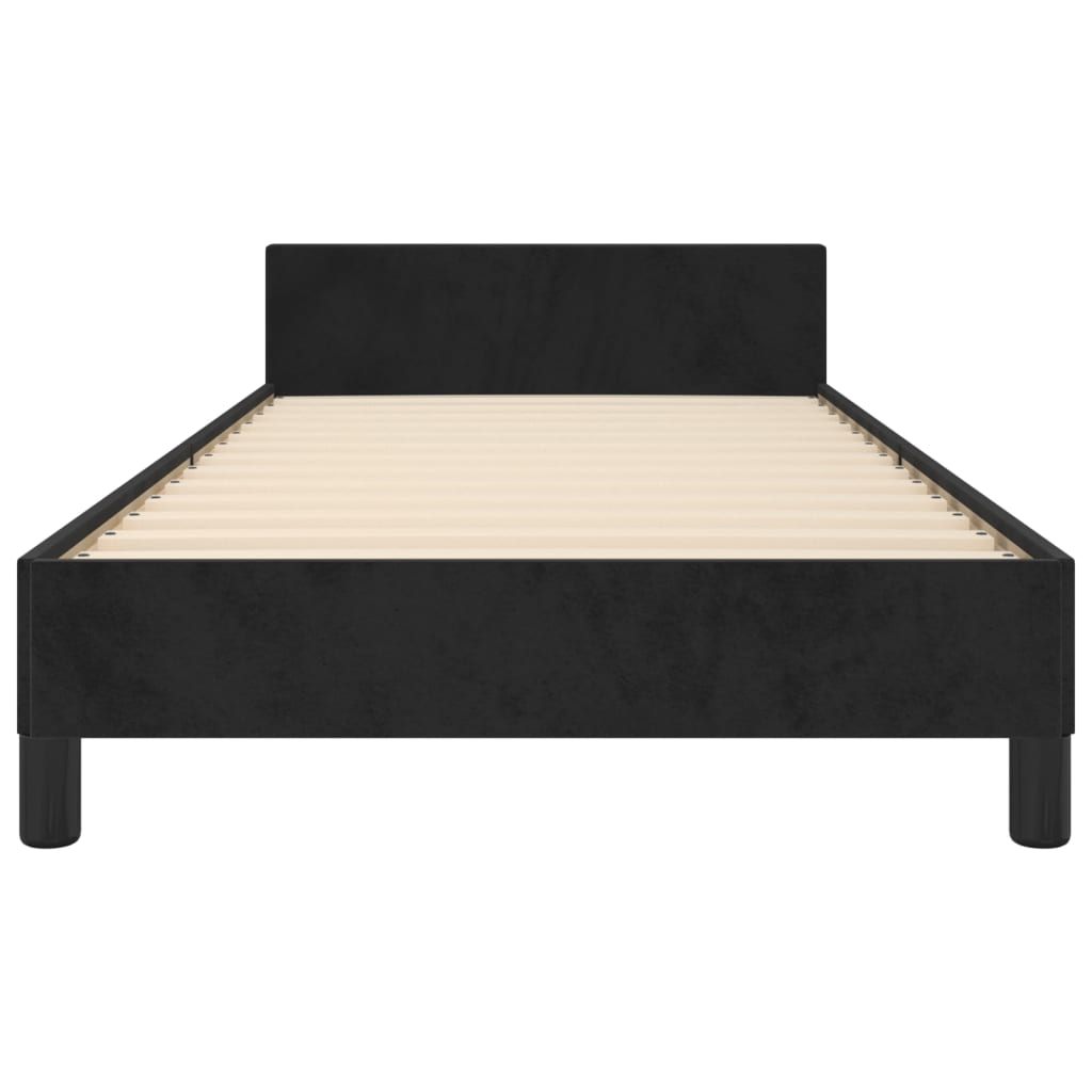 Cadre de lit sans matelas noir 100 x 200 cm en velours - 6