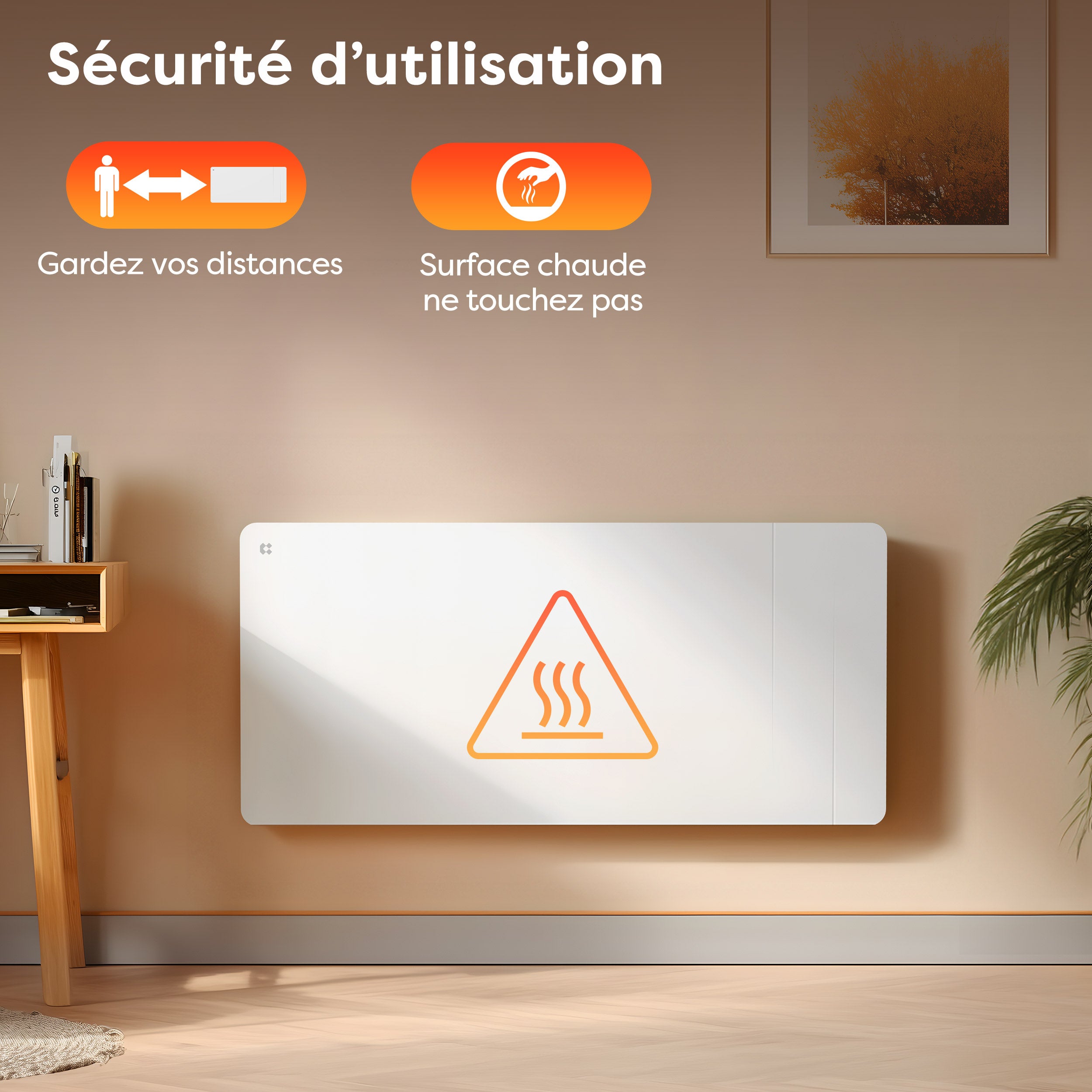 CIARRA Radiateur connecté à inertie sèche céramique 2000W Double coeur de chauffe Programmable 5 Modes Silencieux Blanc mat CDHTD20A-W - 8