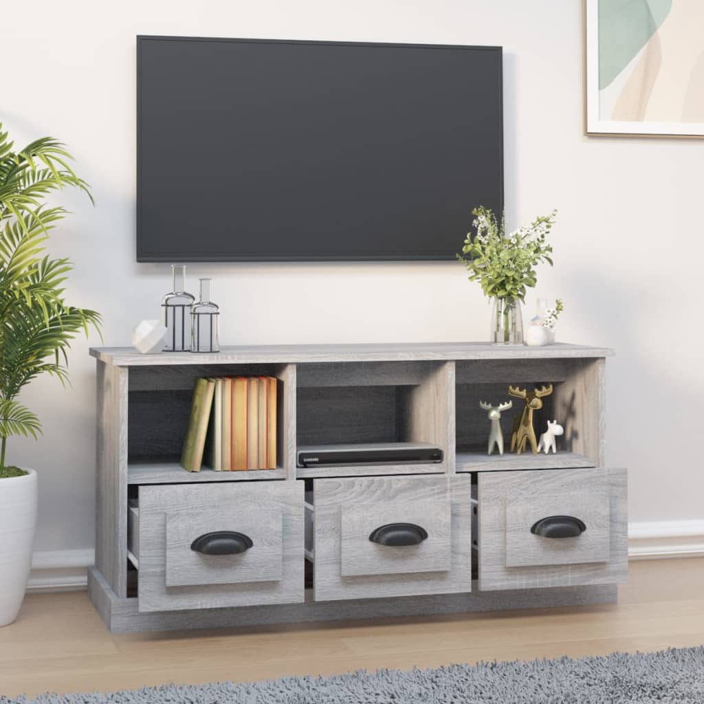 Meuble TV sonoma gris 100x35x50 cm bois d'ingénierie - COMFORTXL - 2