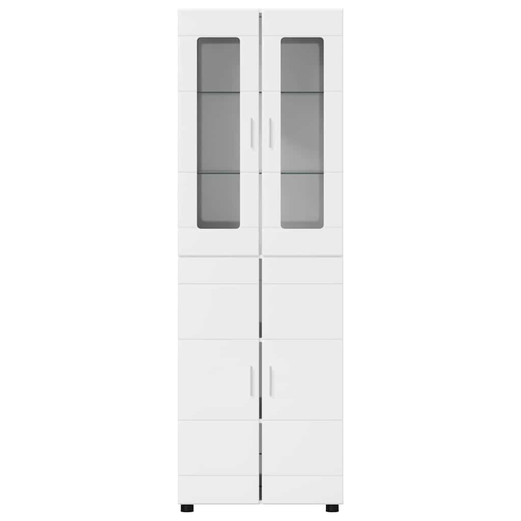 Armoire Haut de rangement - Armoire De Chambre avec porte Blanc brillant 60 x 35 x 182 cm - 6