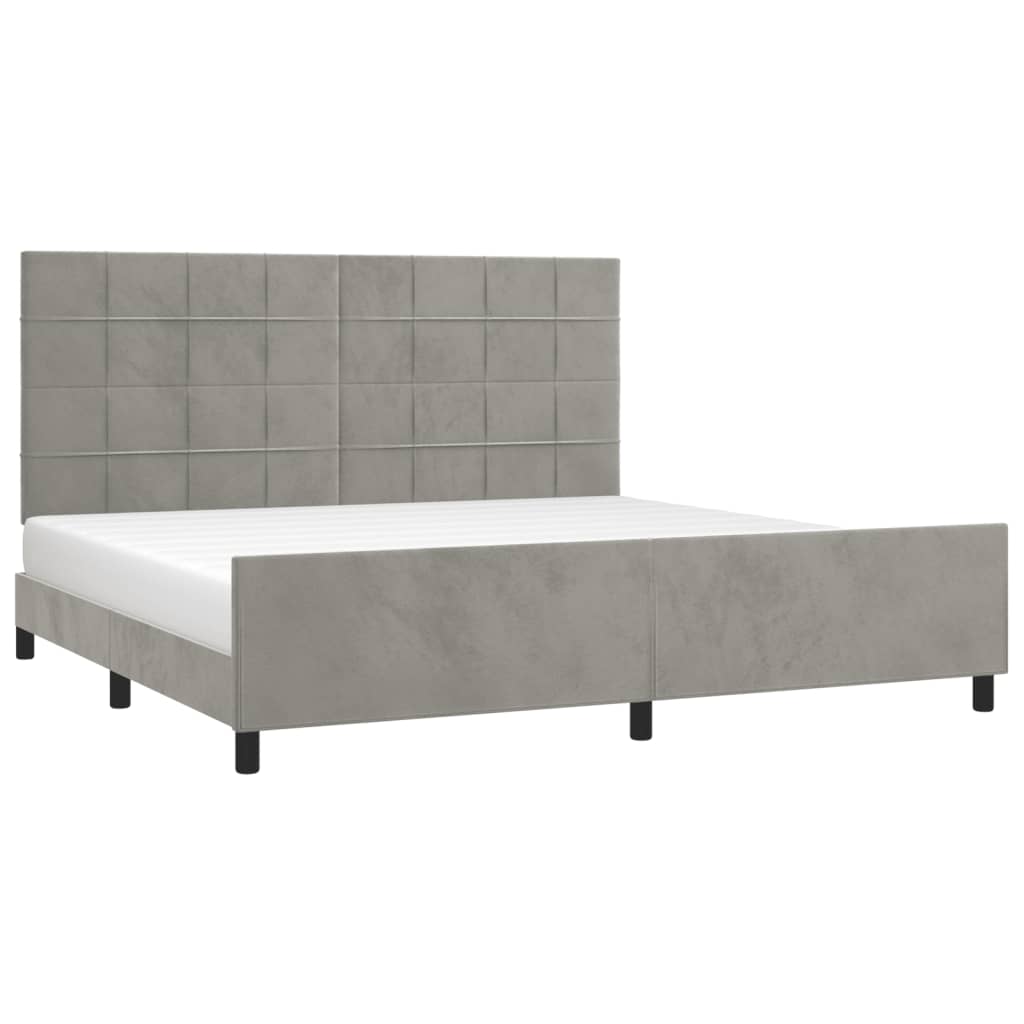 Cadre de lit sans matelas gris clair 200 x 200 cm en velours - 3