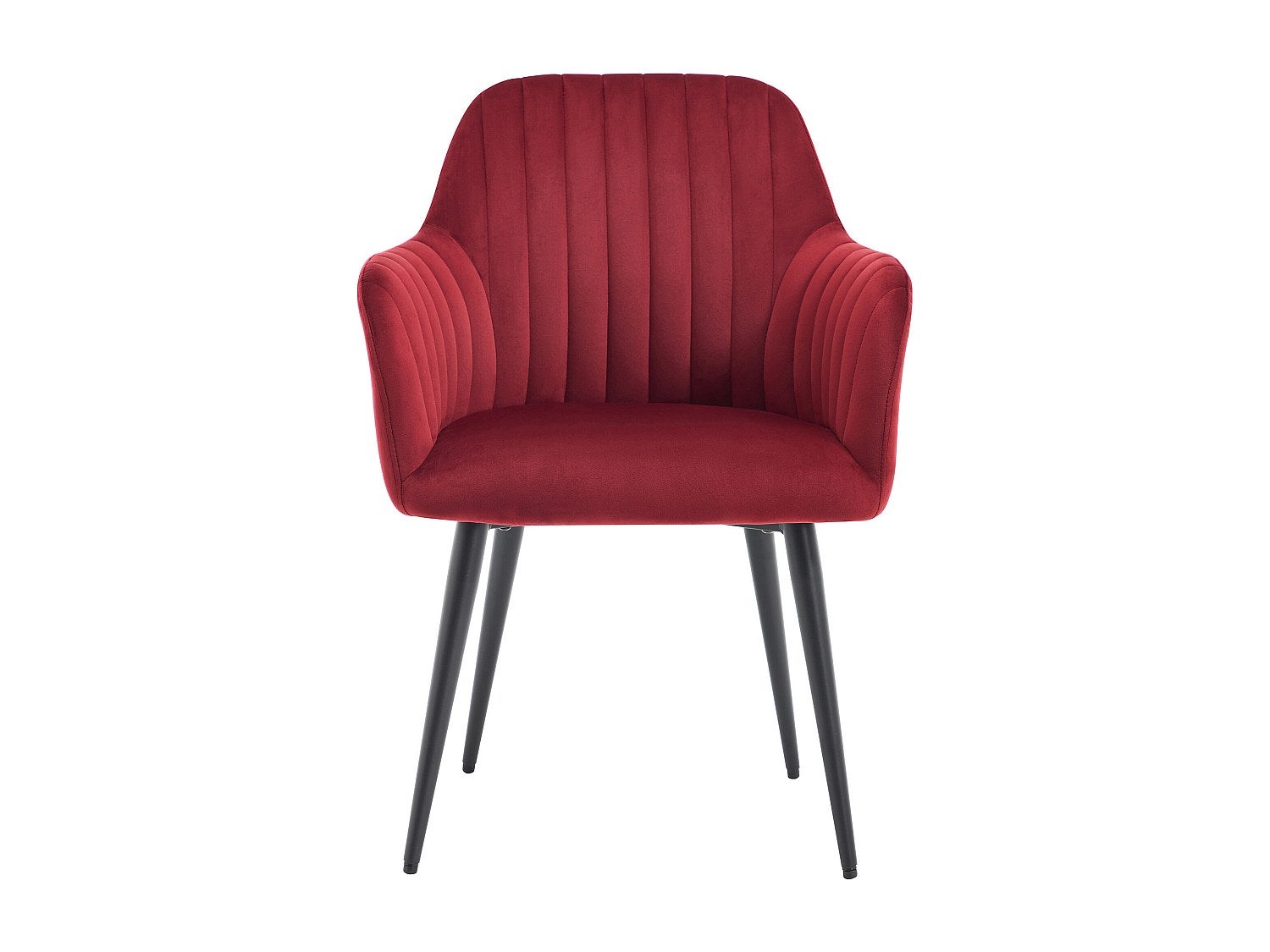 Zestaw 2 krzeseł z podłokietnikami z weluru i czarnego metalu - Bordowy - ELEANA