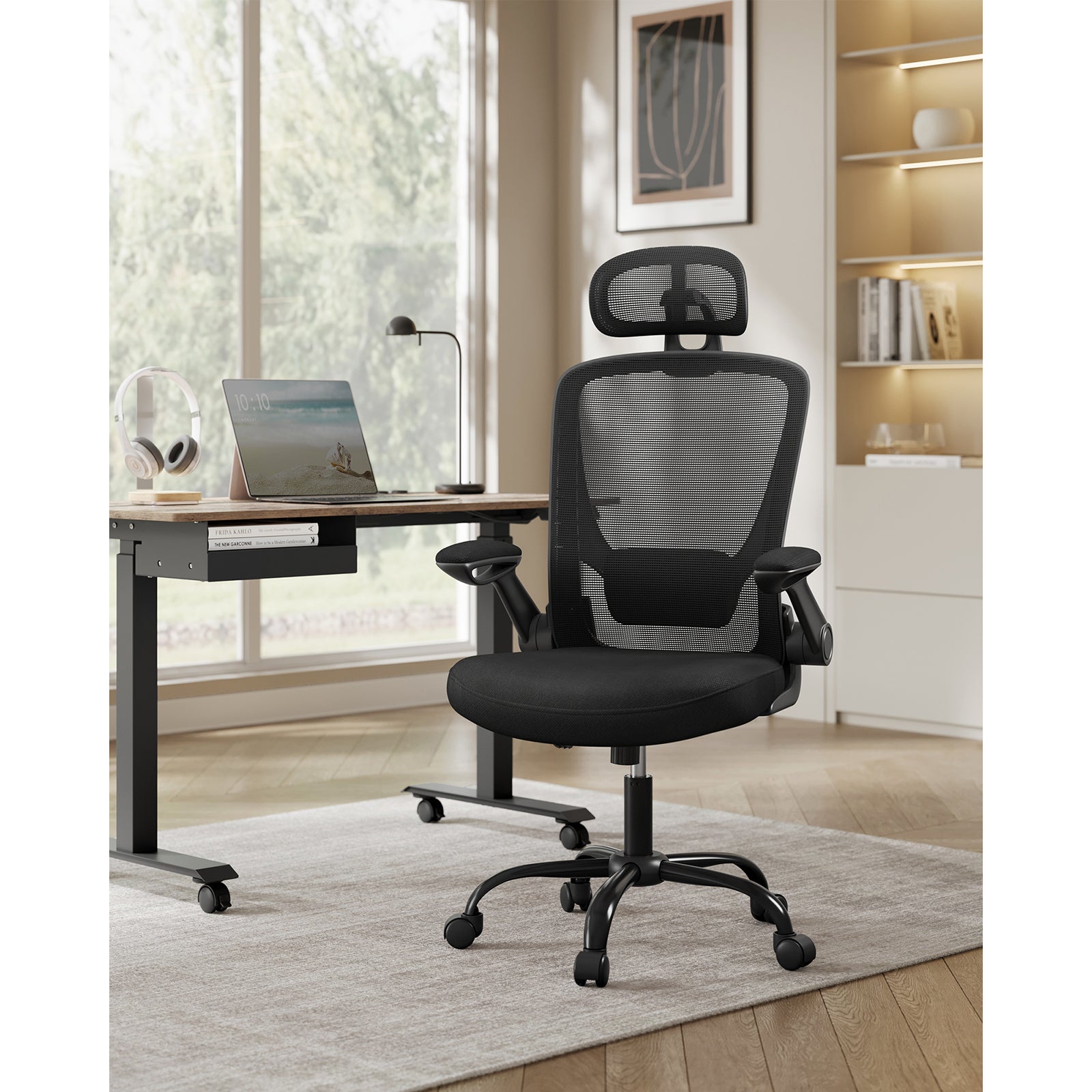 Sedia da ufficio, sedie da riunione esecutive in rete traspirante con bracciolo 3D e supporto for poggiatesta, supporto lombare regolabile, sedia da ufficio ergonomica comfort sedentario/49 ( Color