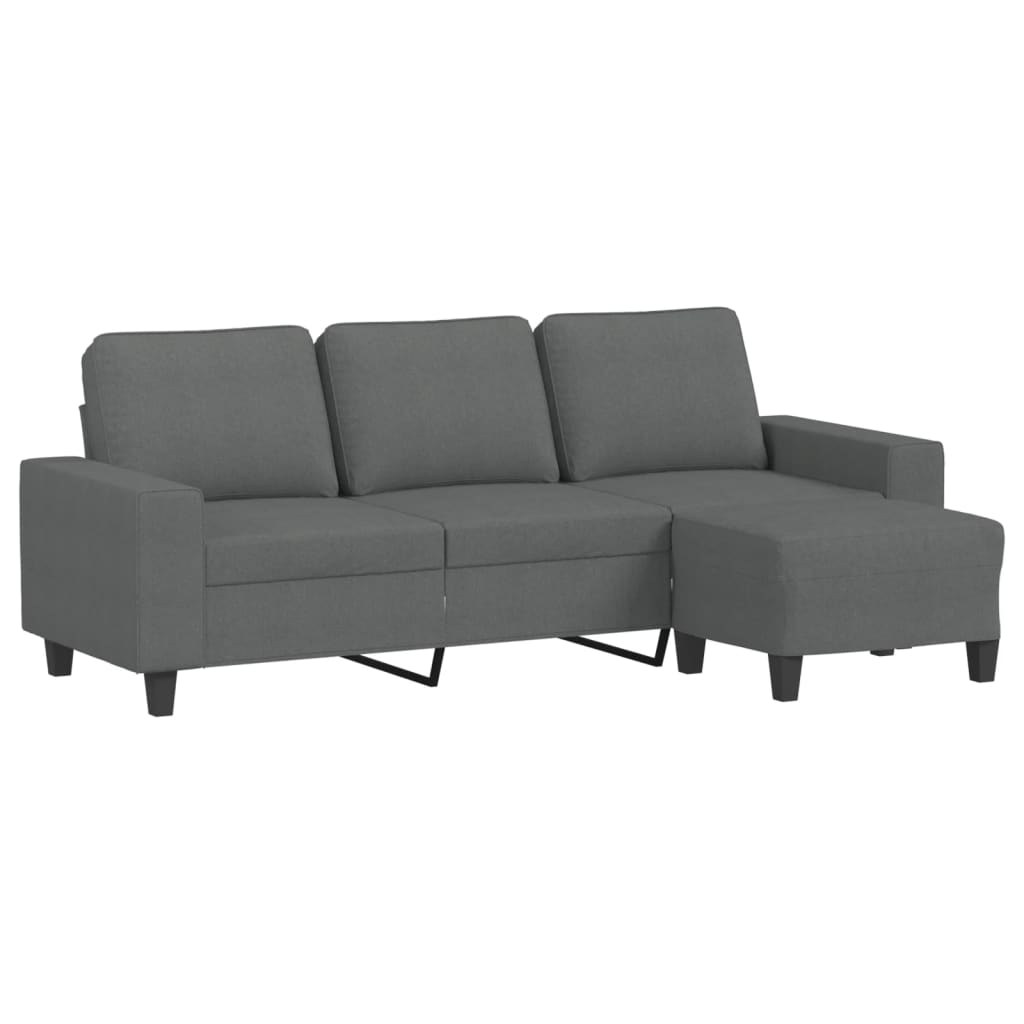Sofá de 3 plazas | sofá de salón | sofá de descanso con taburete de tela gris oscuro 180 cm cfw76352