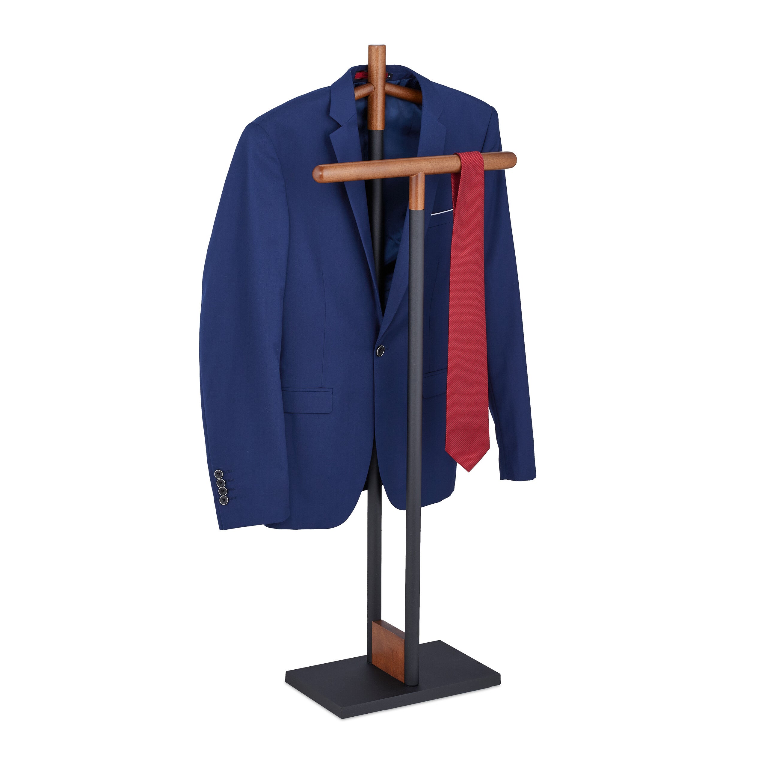 Valet De Chambre Relaxdays - Porte Vêtements Acier Noir Avec Tablette Montre - 121x45x33.5cm