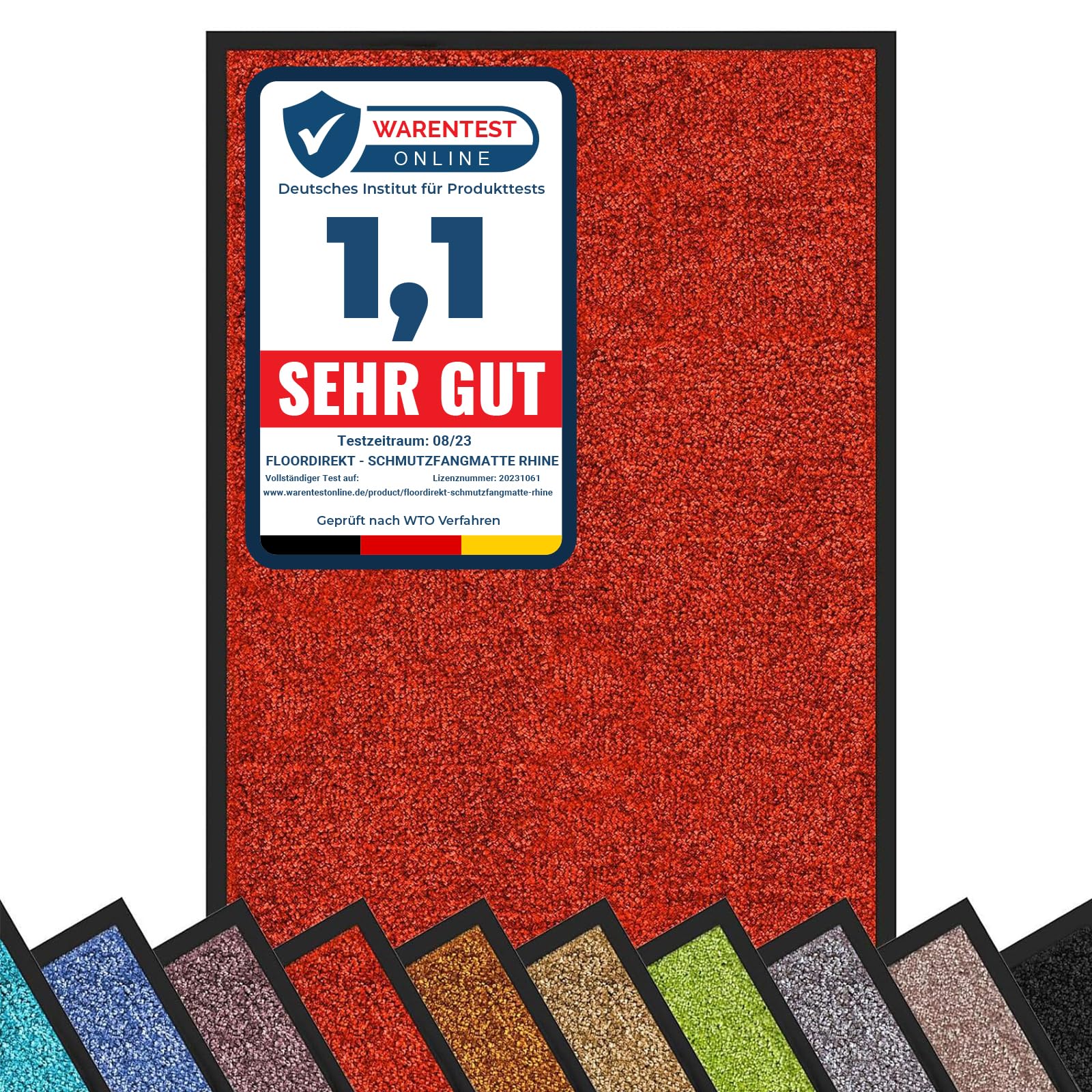 KARAT Paillasson Rhine - 40x60 Cm - Noir | Antidérapant, Lavable Machine - Tapis D'Entrée Absorbant