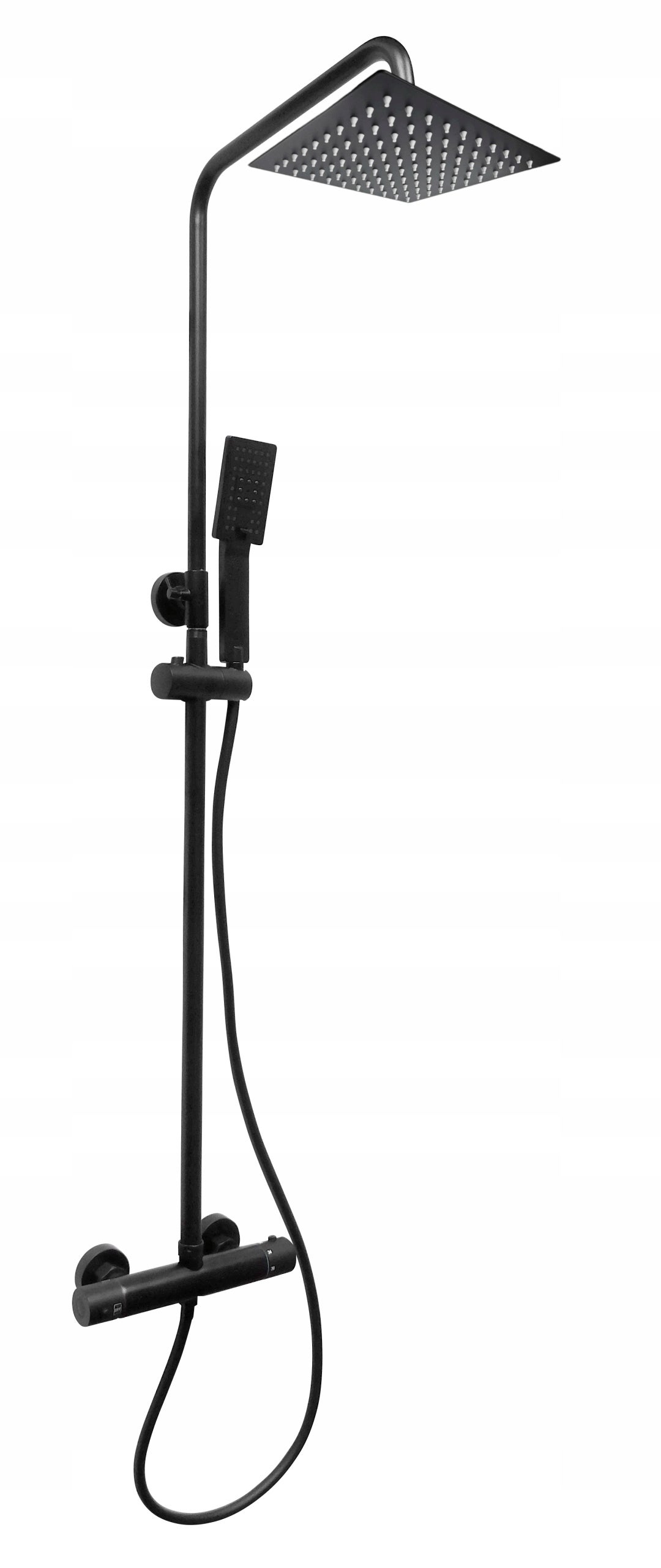 Zestaw prysznicowy z baterią termostatyczną ścienną Estiva ABO Black czarny - 2