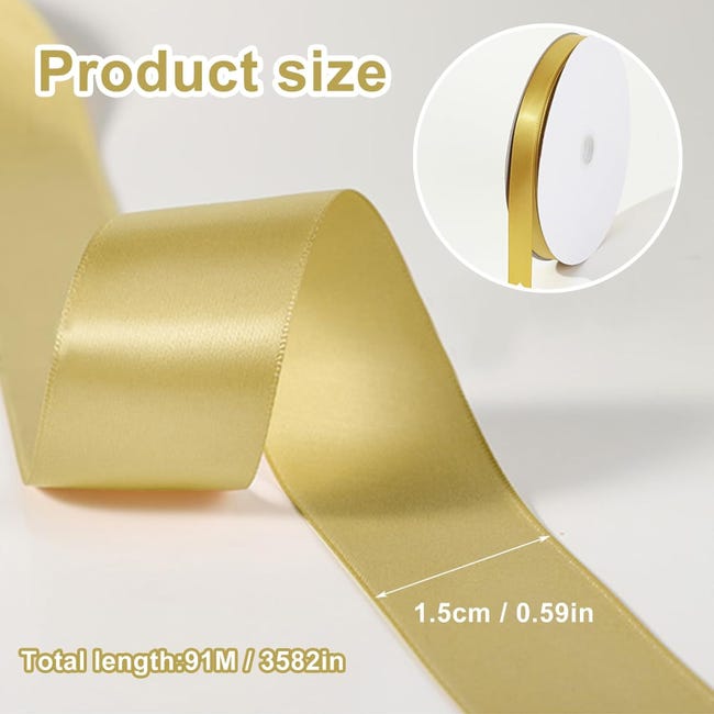 Ruban Mariage Noël Brillant Ruban Satin Doré 10mm X 23m - Pour Emballage Cadeau, Décoration, Couture - Polyester Ruban élastique Doré Ruban Mariage Noël Brillant Ruban Satin Doré 10mm X 23m - Pour Emballage Cadeau, Décoration, Couture - Polyester Ruban élastique Doré