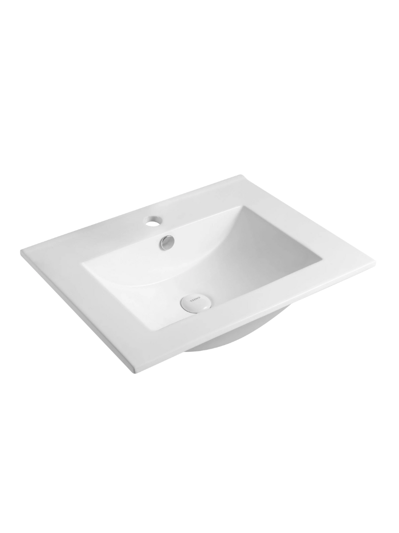 Umywalka wpuszczana Uptrend NEVA 60 biały połysk, z otworem na baterię oraz przelewem 1 szt.