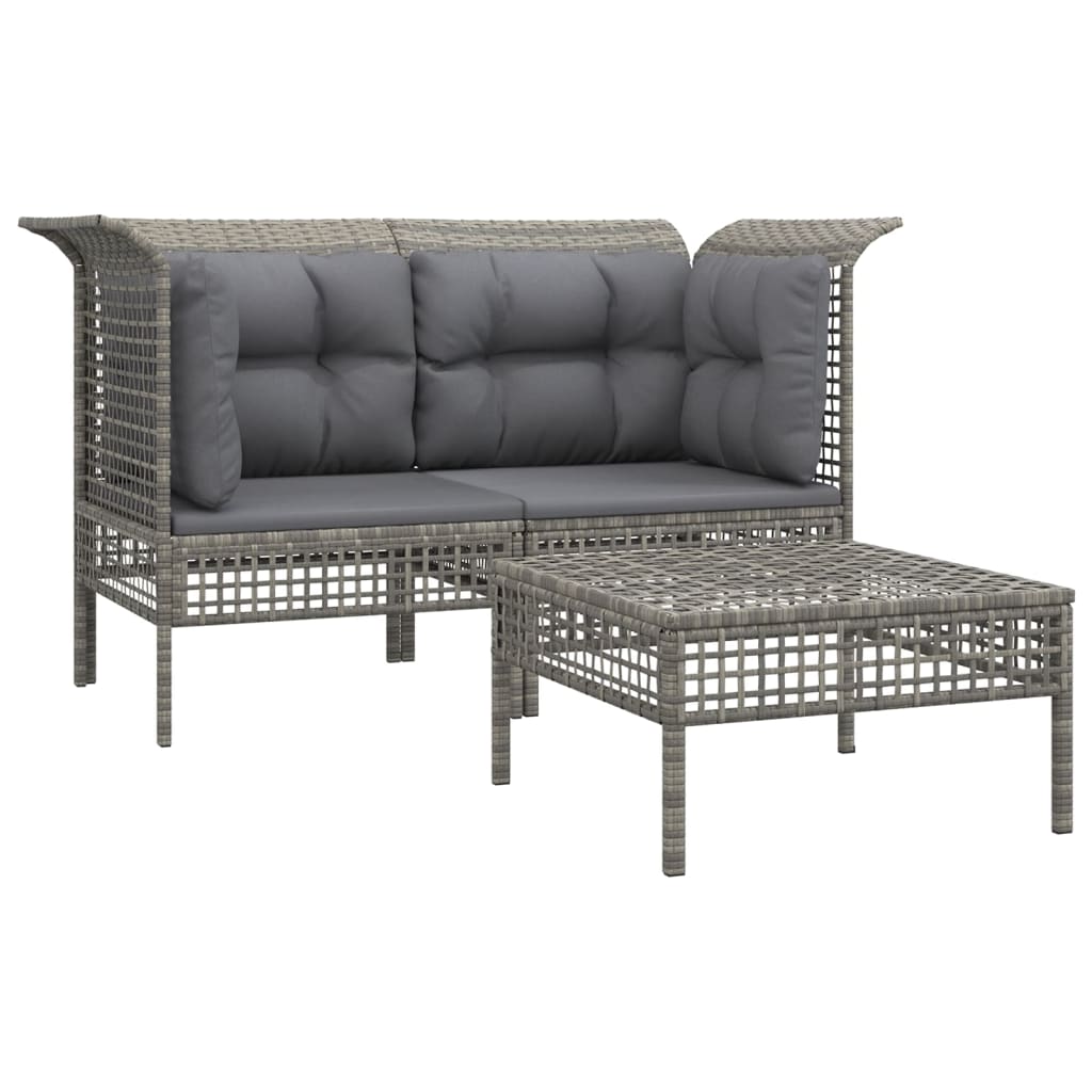 Maison Exclusive - Set Divani da Giardino 3 pz con Cuscini in Polyrattan Grigio - 3